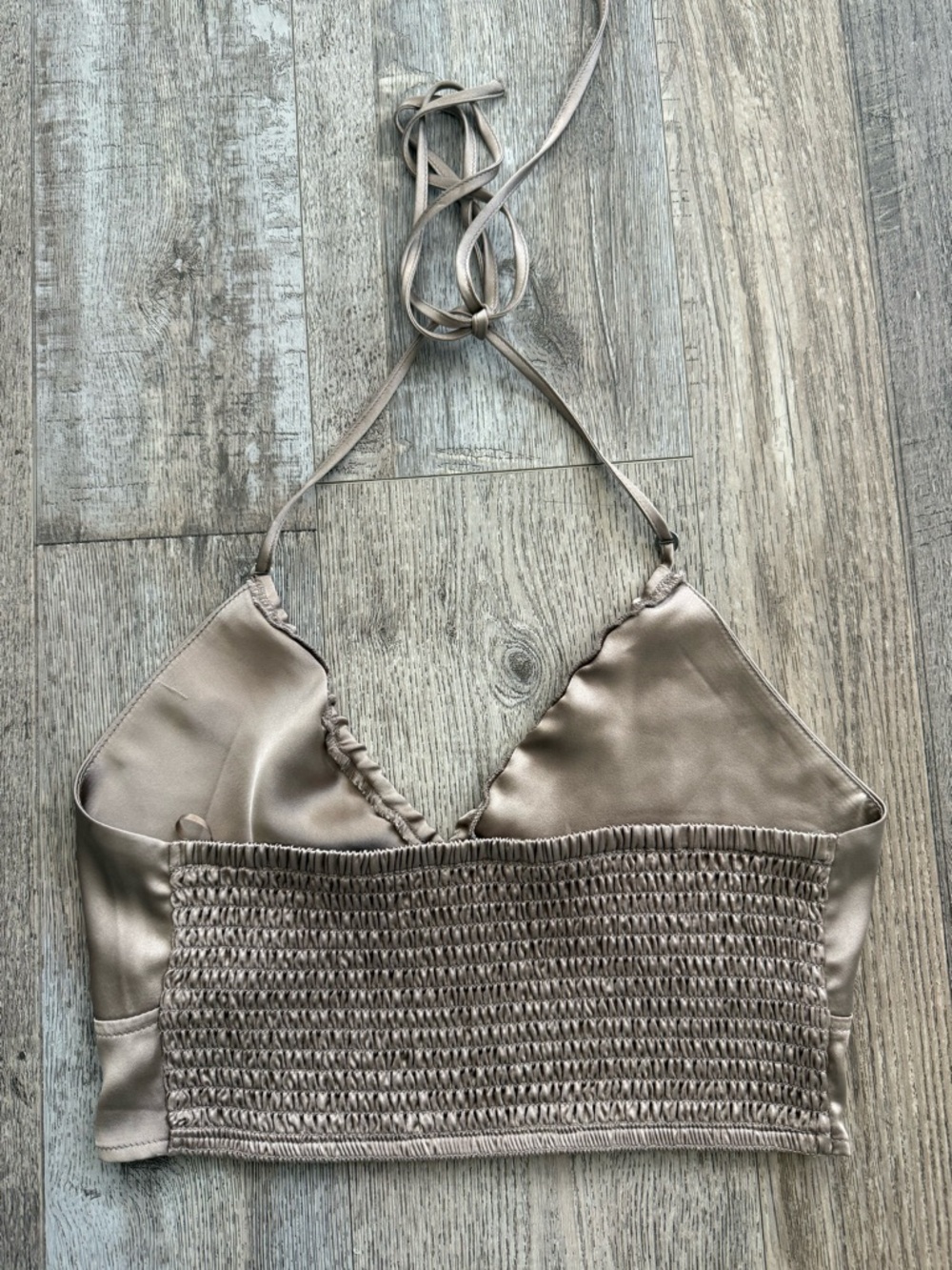 Garage Raya Ruched Satin Halter Crop Top - Picture 5 of 6